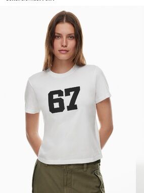 NWT, Aritzia, TNA Soft feels All time t-shirt, white with black numbers, small